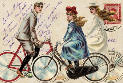 Retro cyclists collage