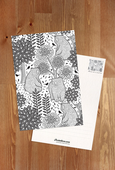 Coloring postcard - bears