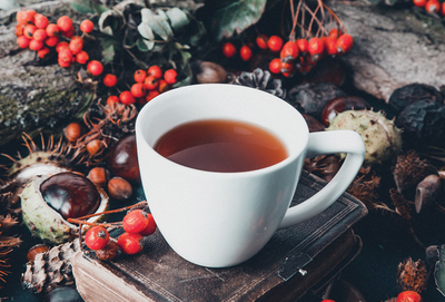 Autumn tea and chestnuts