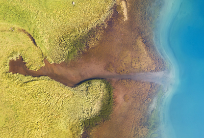 From a bird's eye view - lake and field