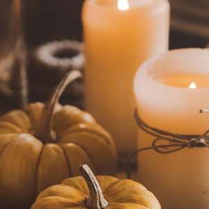 Pumpkins and candles
