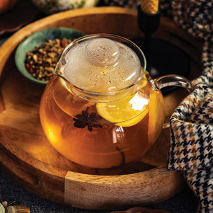 Autumn tea and pumpkins