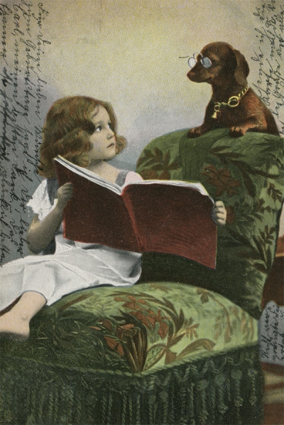 Little girl with a dachshund