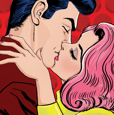 Pop Art Kissing Couple