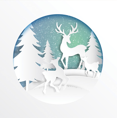 Deers family in the snow