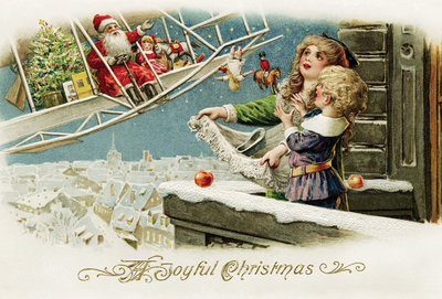 Santa Claus in a plane