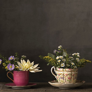 Flowers in a tee cups